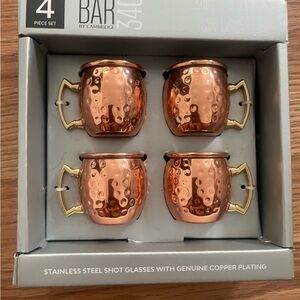 Copper Shot Glass Set with Gold Handles